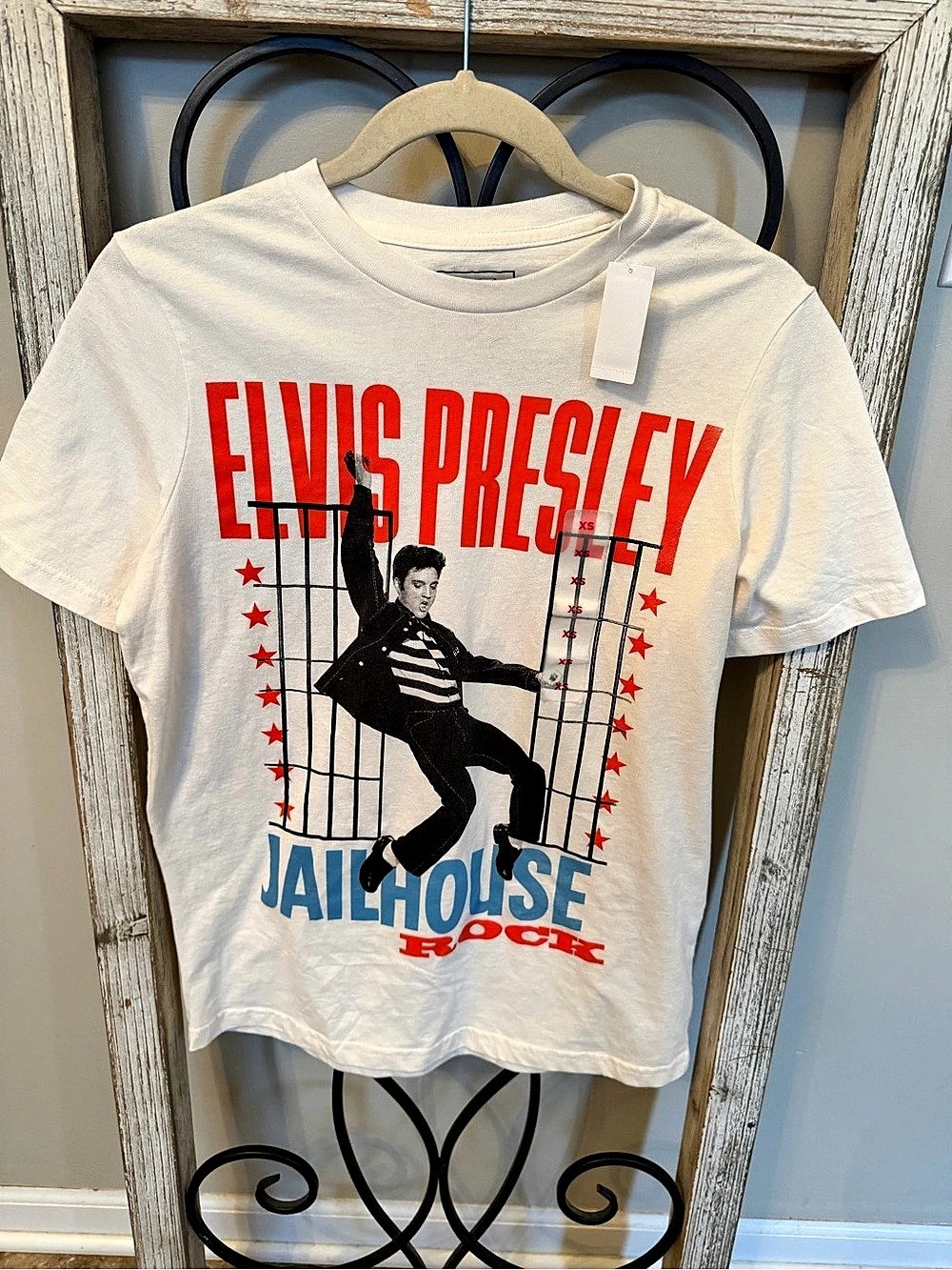 Elvis Presley Jailhouse Rock T Shirt XS NWT 2025 Graphic Tee Off White